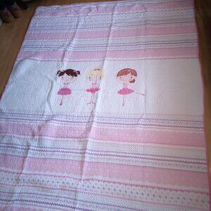 83"x 64" Ballerina Pink White Purple & Teal Colors Quilt with 1 - 26"x 20" Sham